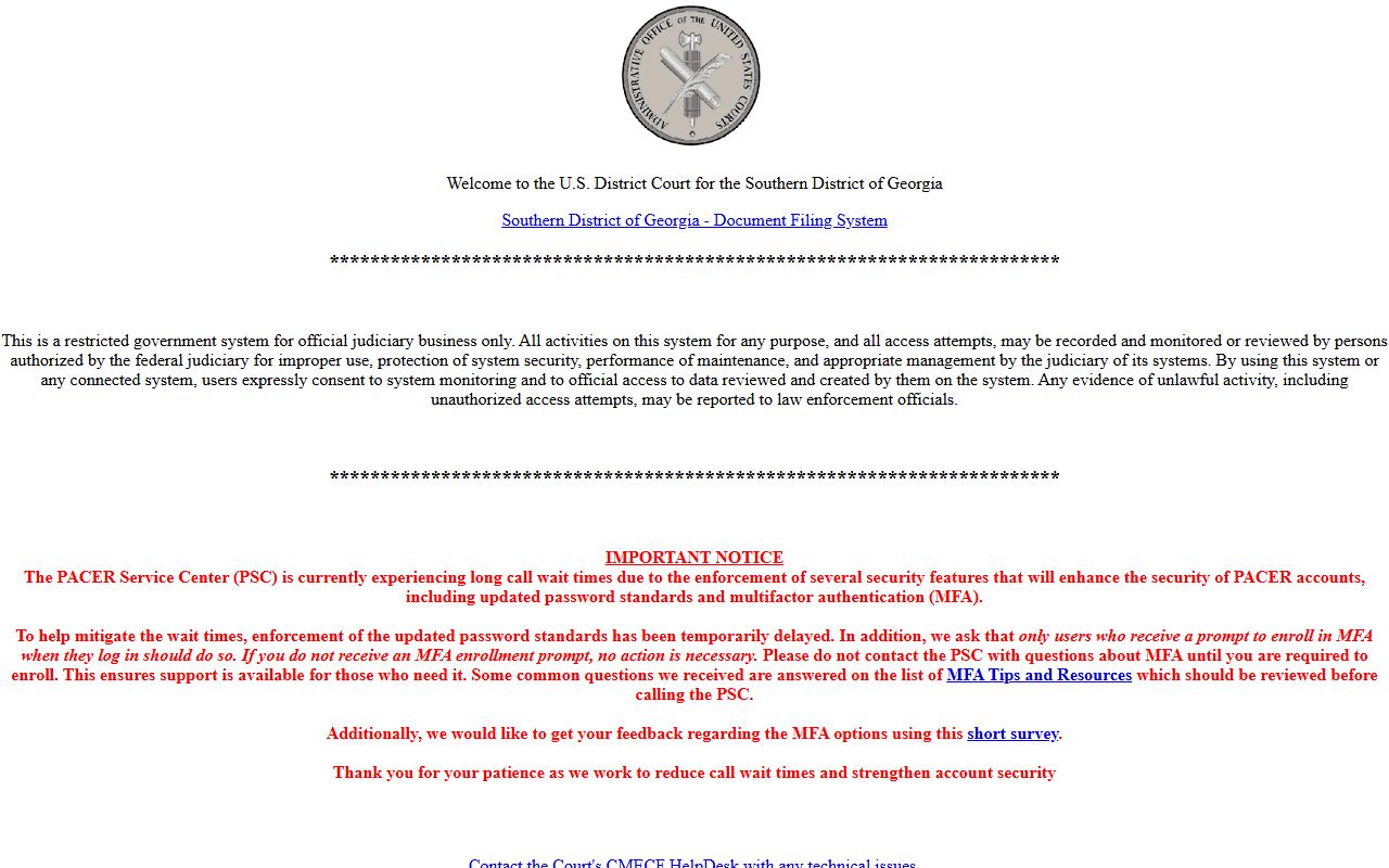 Dodge County Superior Court records compared with Southern District CM ECF