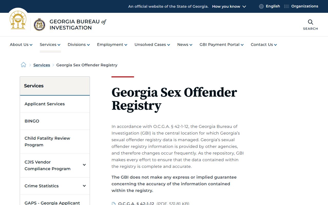 Dodge County inmate records GBI sex offender registry source