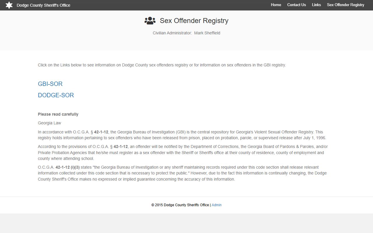 Dodge County inmate records sheriff sex offender registry source